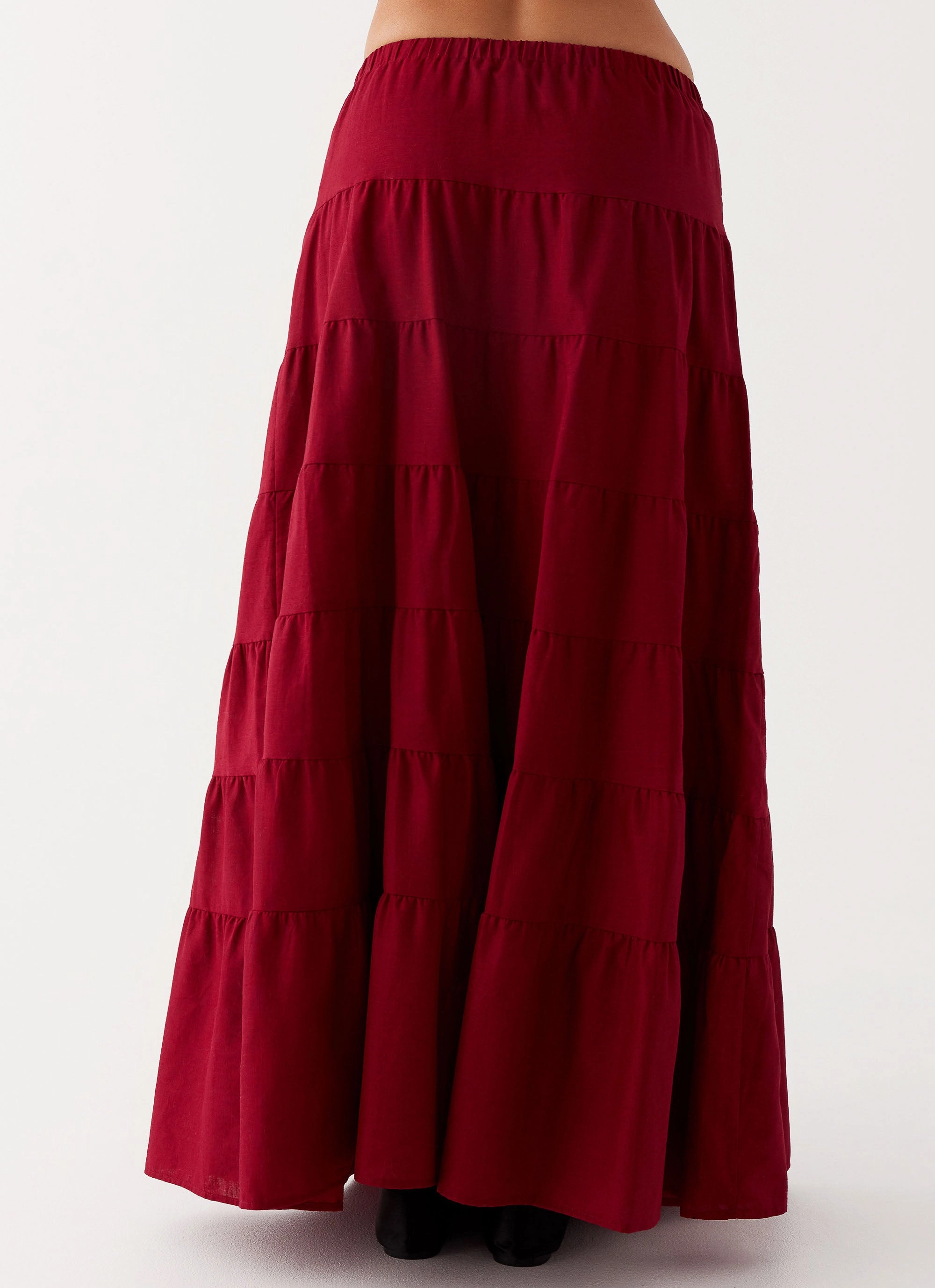 Mariella Linen Maxi Skirt - Maroon Sustainable Fabric Neutral Tones