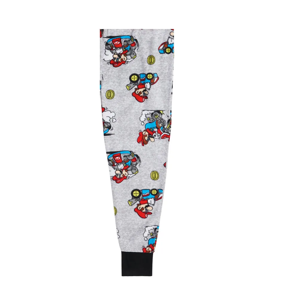 Mario Kart Boys Pajamas Set, Long Sleeve Little Big Kid PJ's, 2-Piece Mario Sleepwear, 4-12