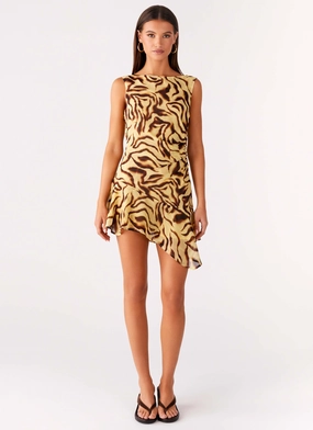 Maris Asymmetrical Mini Dress - Laguna Print Clean Chic