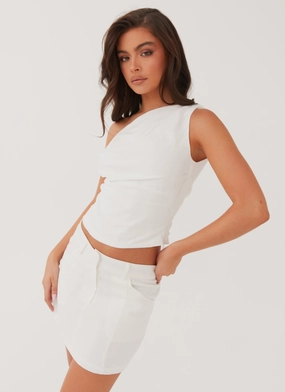 Marissa Linen Mini Skirt - White Lightwear Look