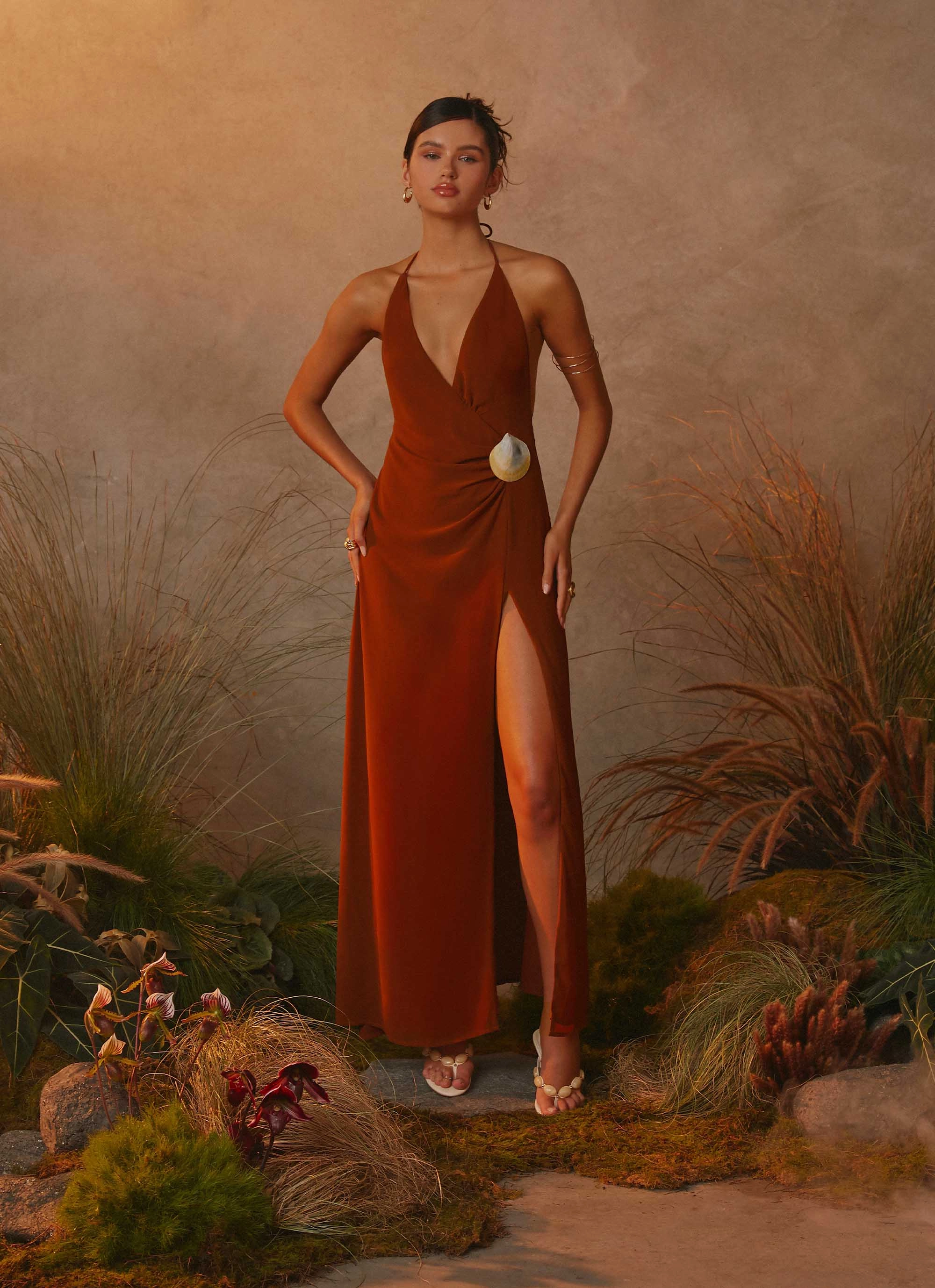 Travel Friendly DeepPocketStyle Marjoram Maxi Dress - Chocolate