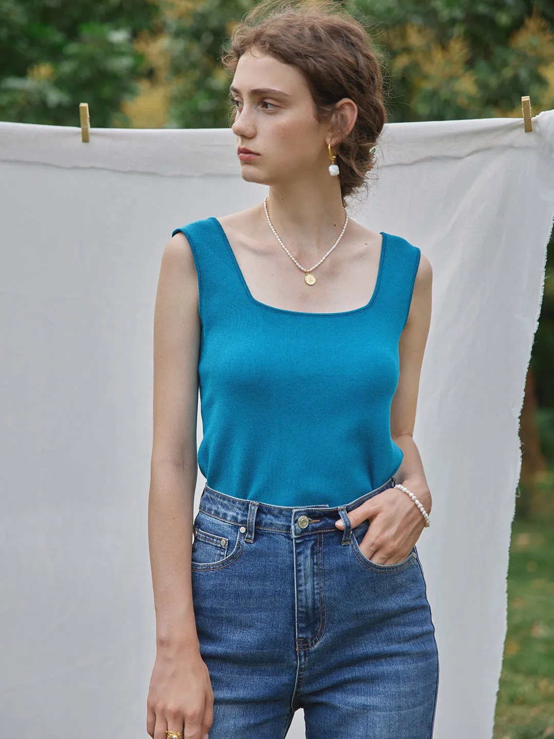 Marlen Square Collar Icy Silk Vest LongLastingDurability