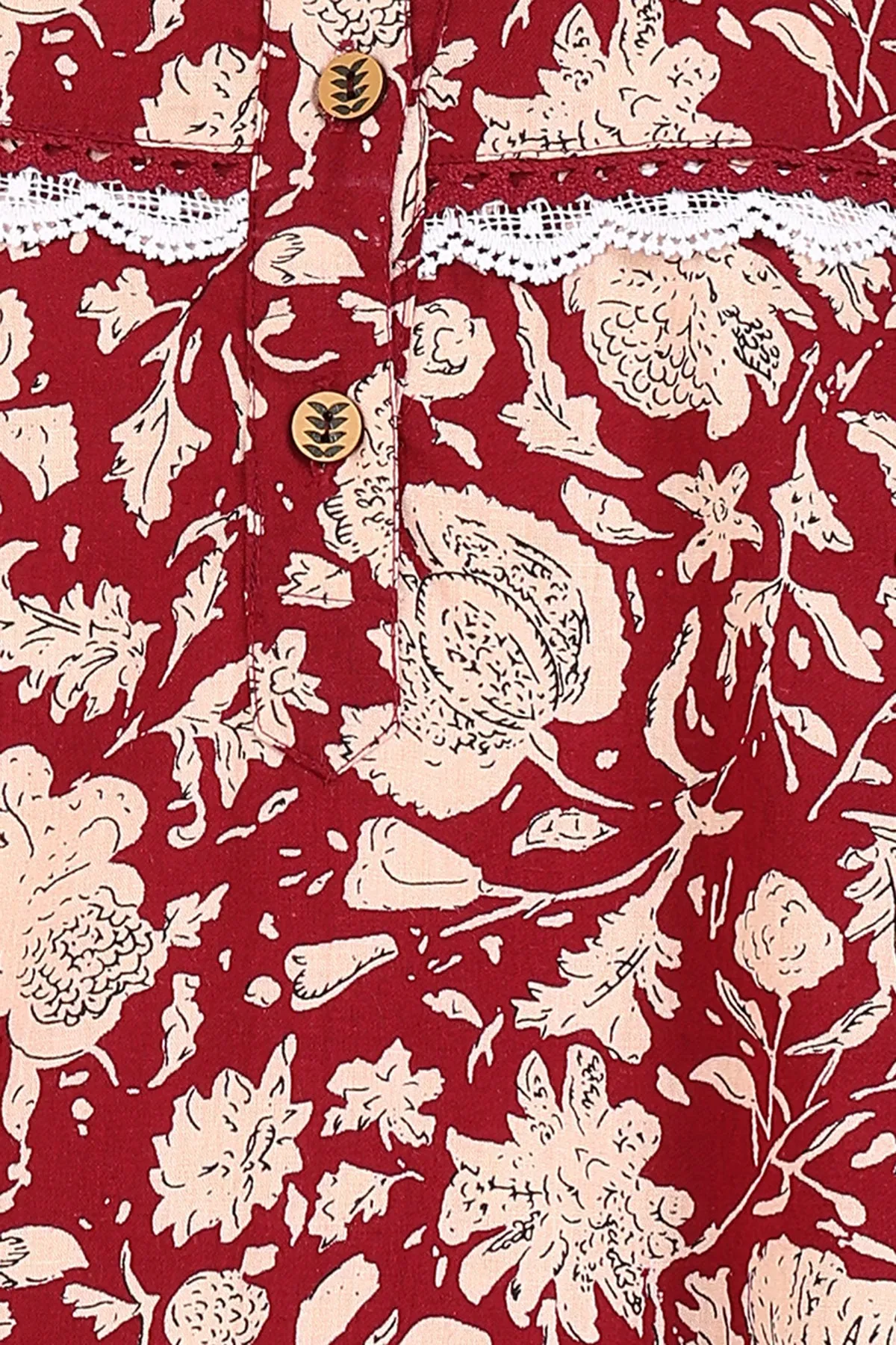 Maroon Floral Printed 100% Soft Cotton Zipless Maternity Maxi