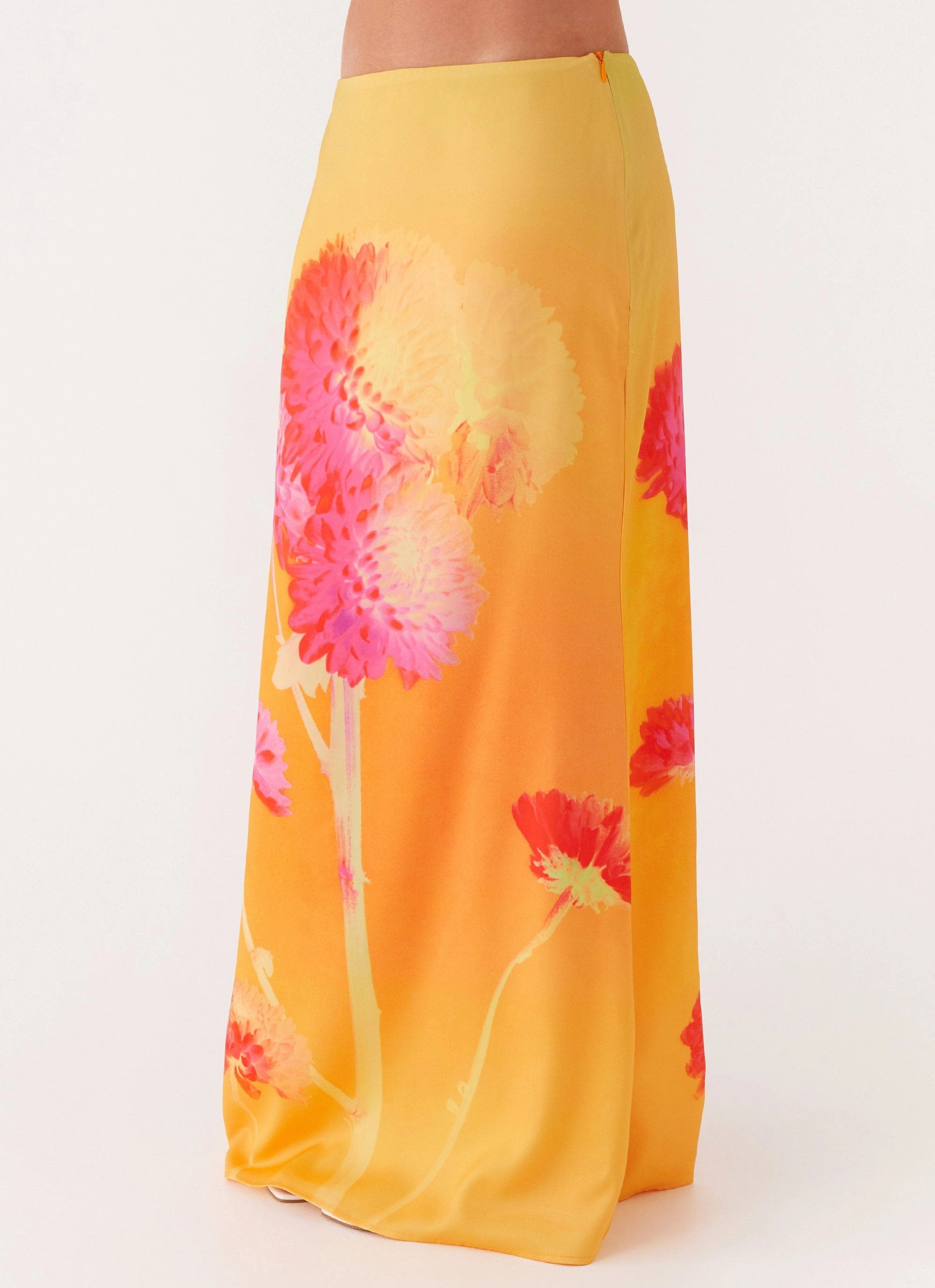 Marrakesh Maxi Skirt - Orange Floral Relaxed Vibe Structured silhouette