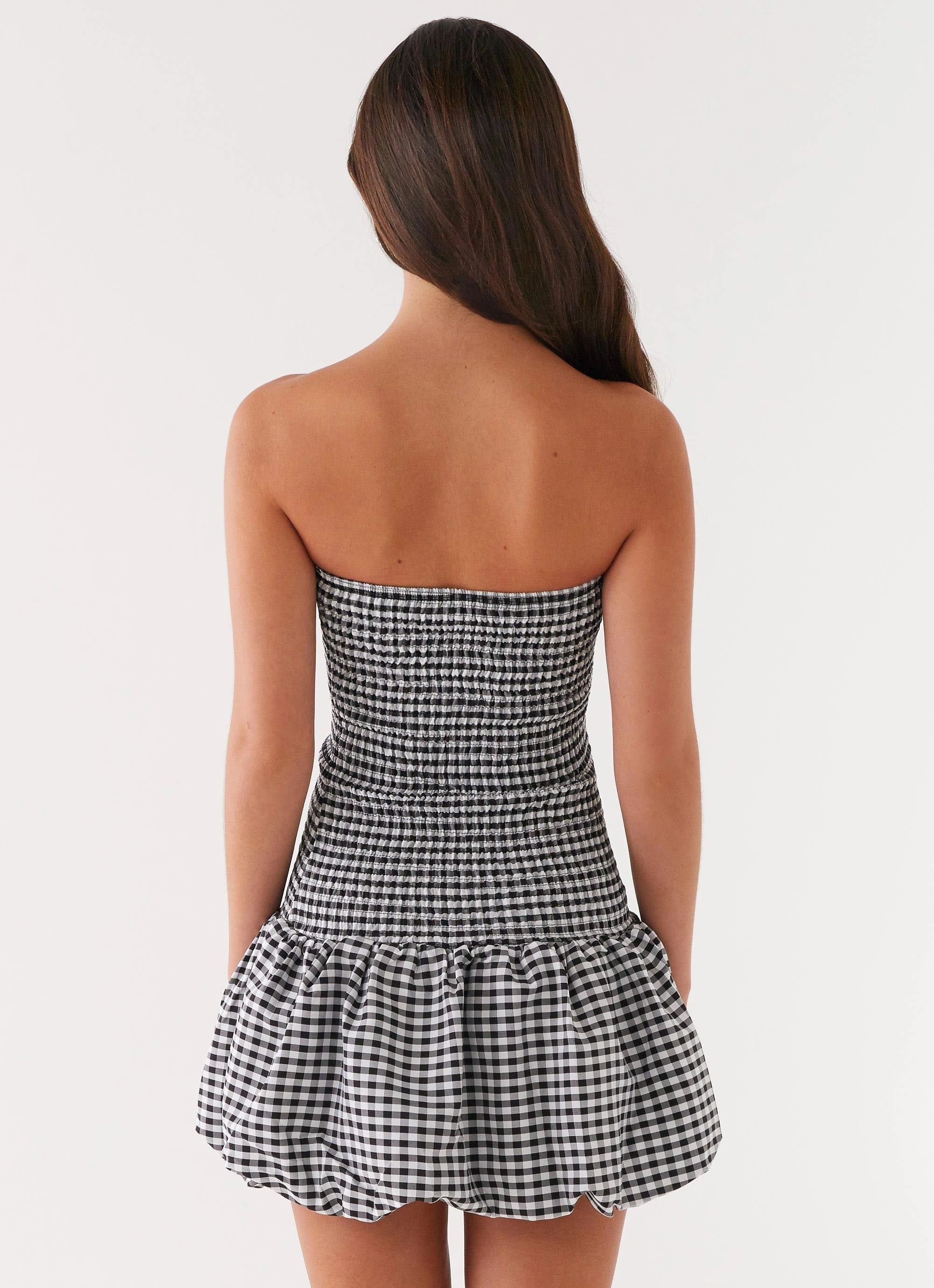 Martell Mini Dress - Black Gingham Airy Look