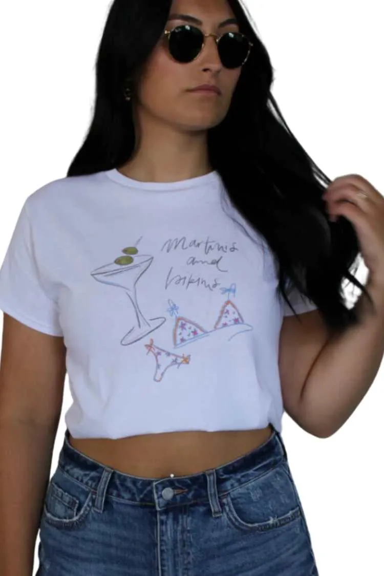 Martinis & Bikinis Baby Tee SublimatedPrint