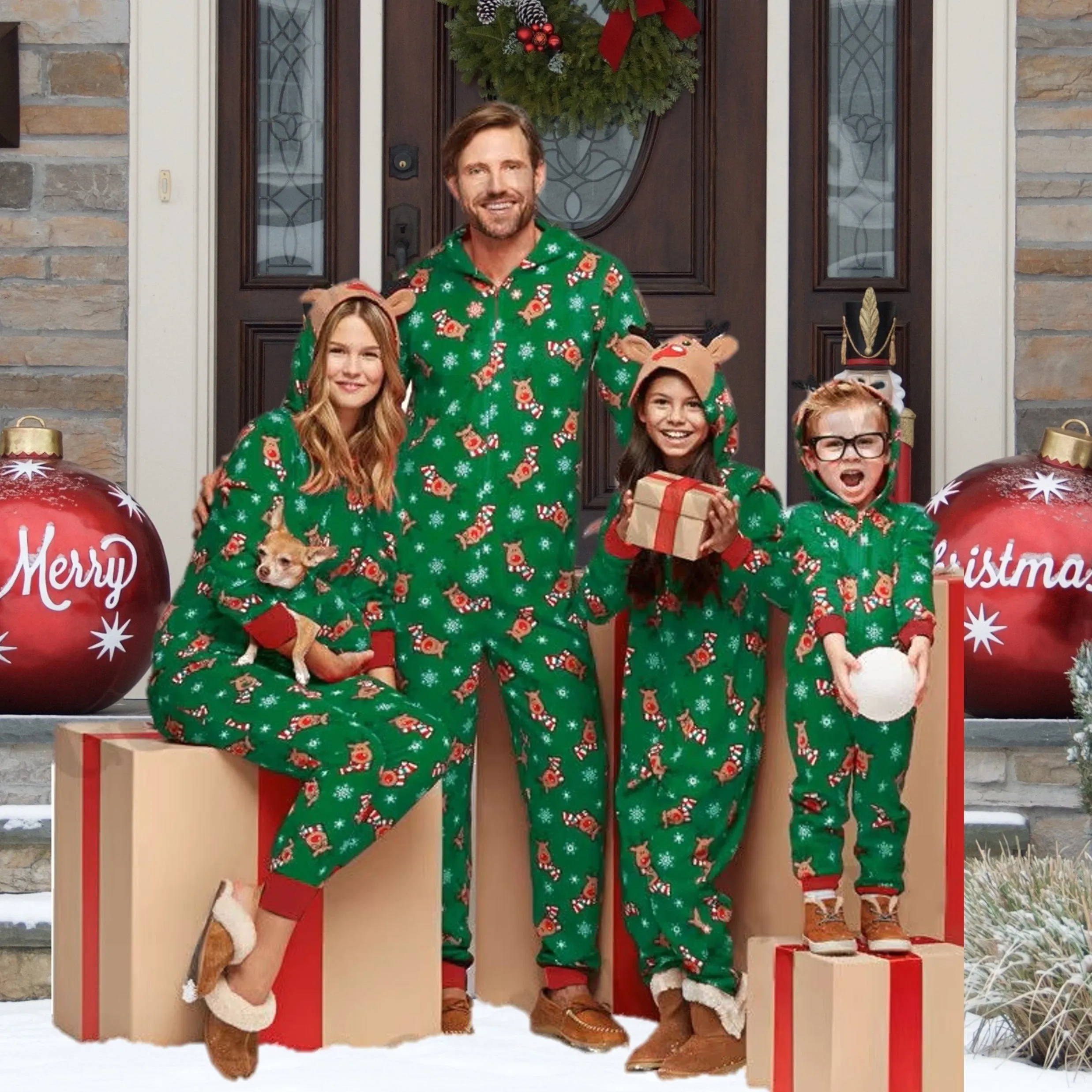 Matching Family Christmas Romper Pajamas. Holiday Jumpsuit Zipper Pajamas. WickedYo