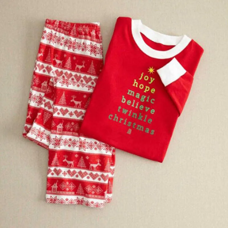 Matching family mom dad kids Christmas pajamas set