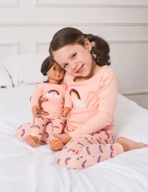 Matching Girl and Doll Cotton Retro Rainbow Pajamas