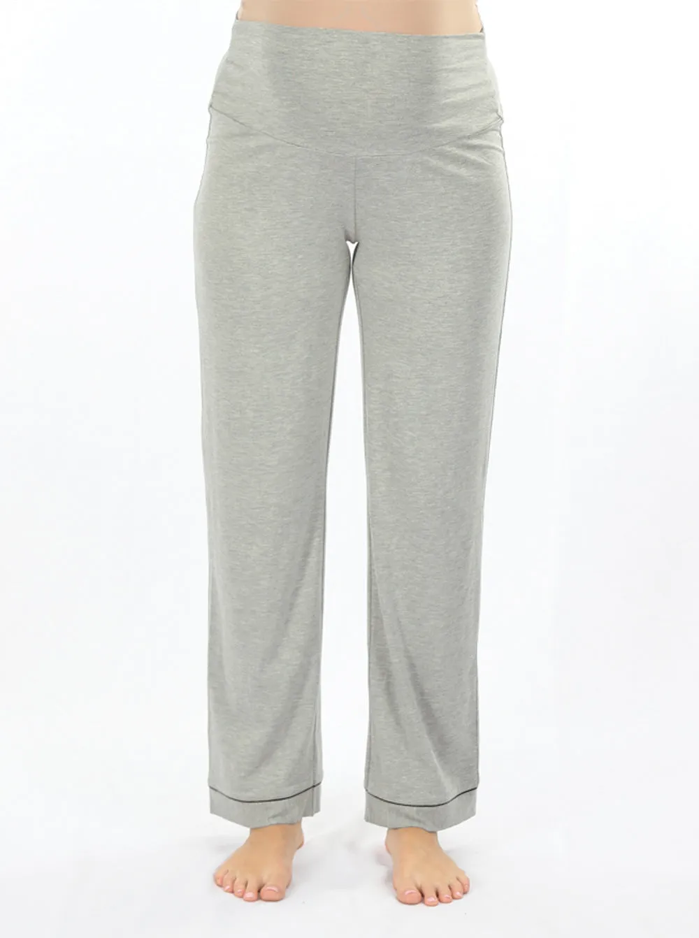 Maternity and Nursing short Sleeve Pajama Set in Marl Grey Bamboo