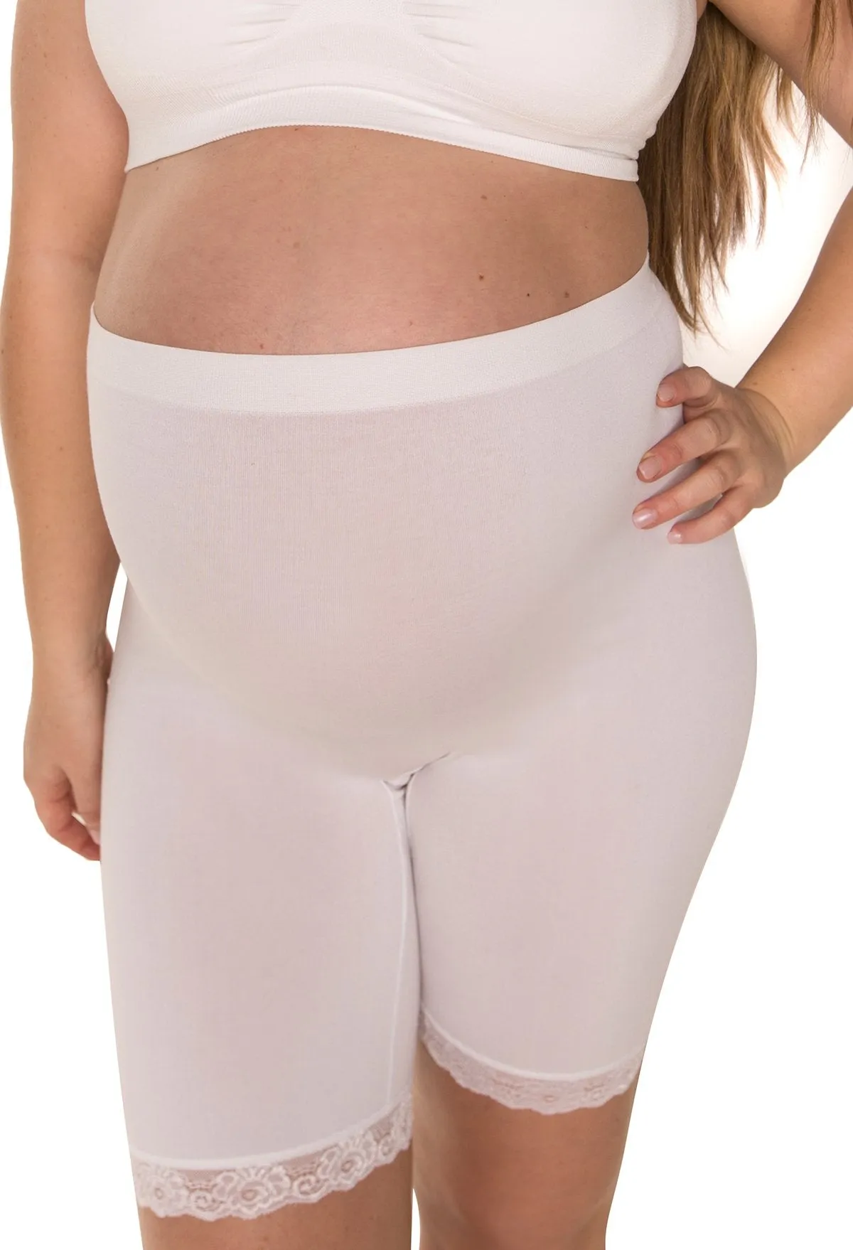 Maternity Anti Chafing High Rise Long Cotton Rich Shorts - 3 Pack