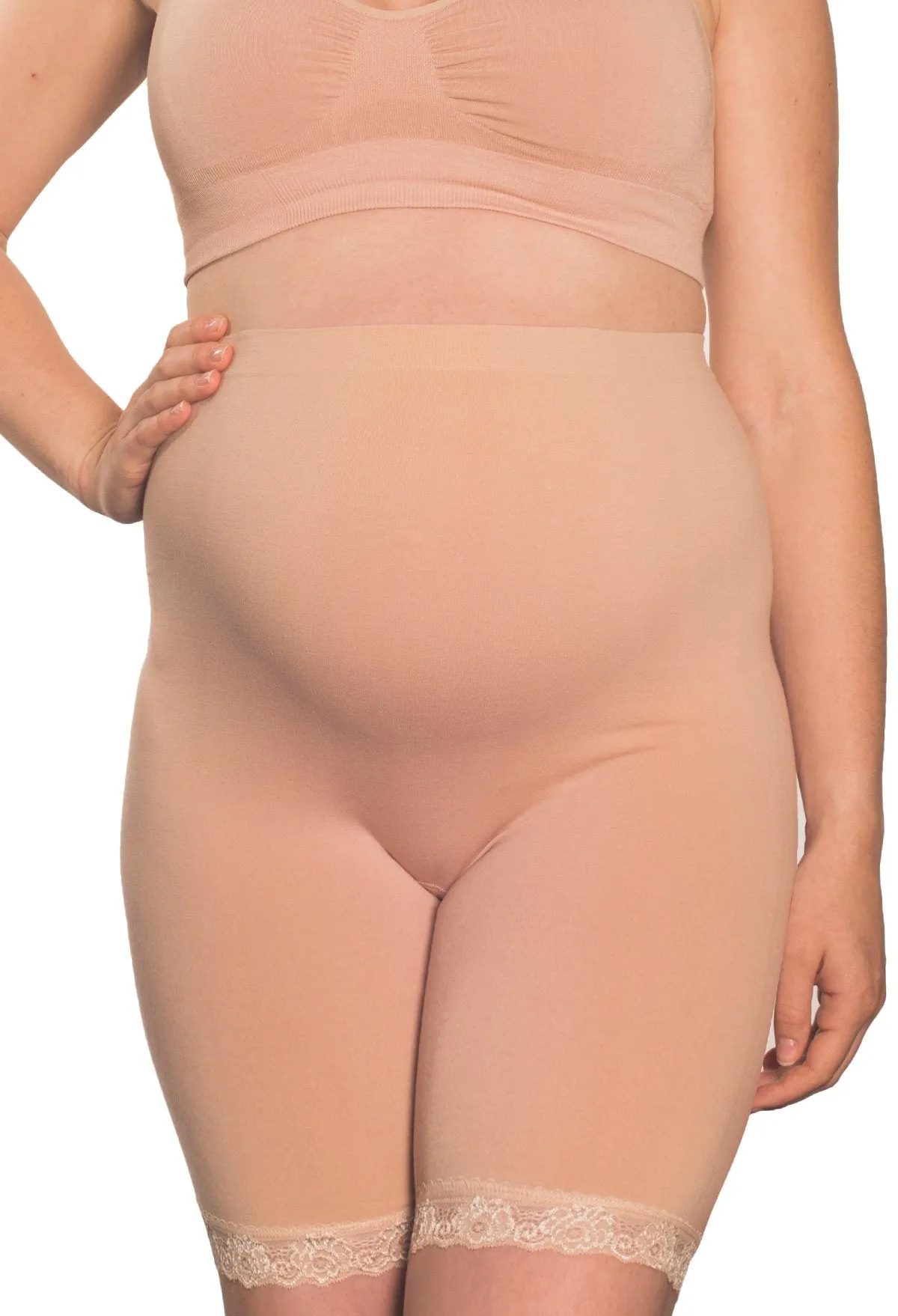 Maternity Anti Chafing High Rise Long Cotton Rich Shorts - 3 Pack