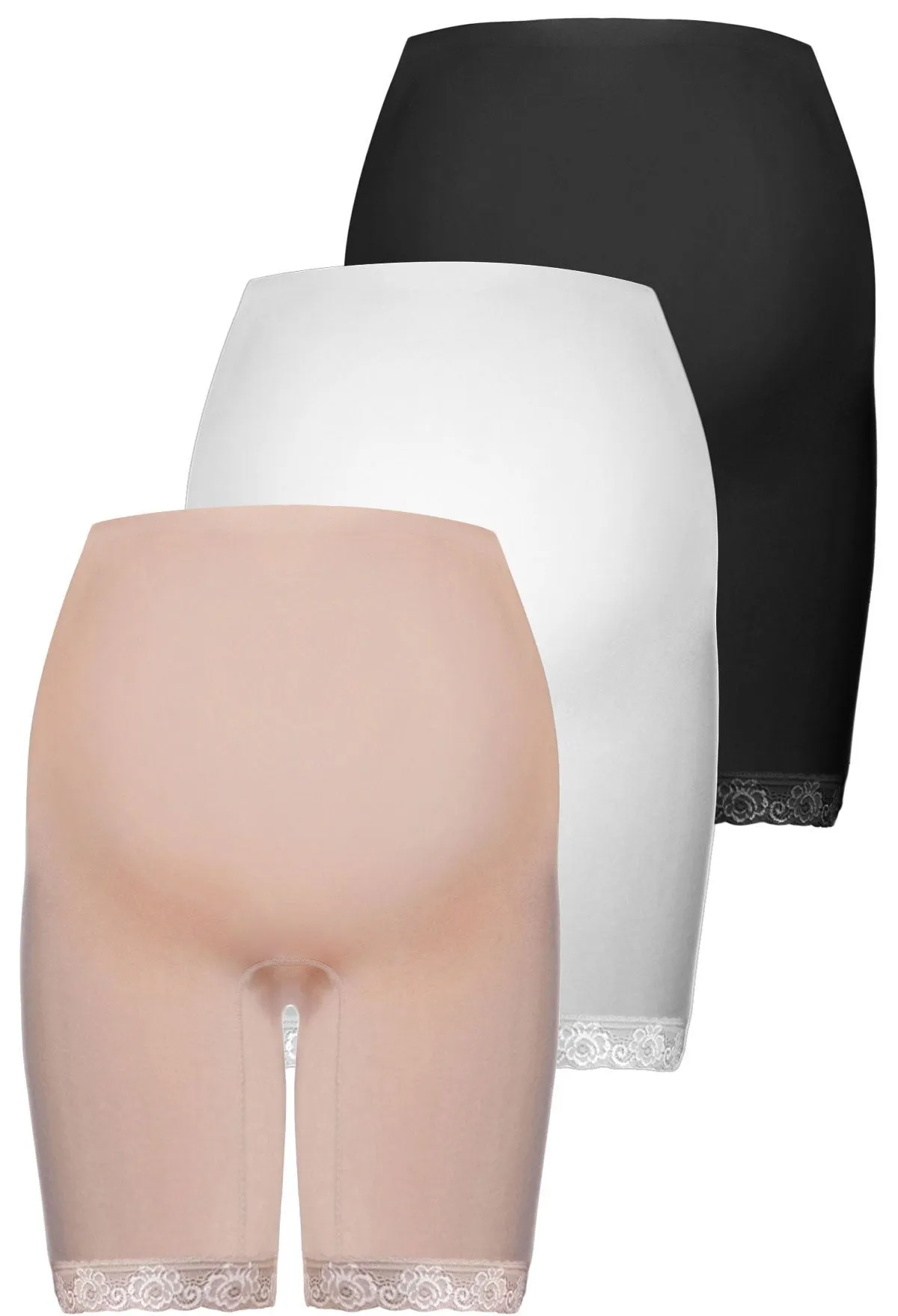 Maternity Anti Chafing High Rise Long Cotton Rich Shorts - 3 Pack