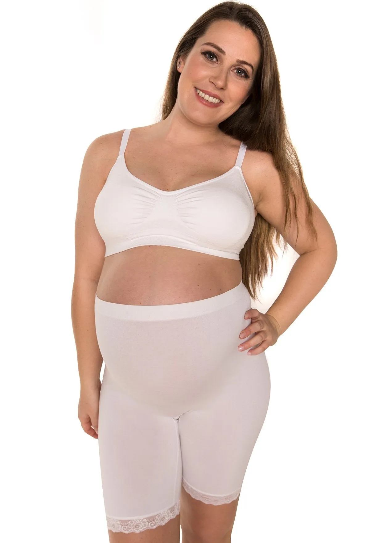 Maternity Anti Chafing High Rise Long Cotton Rich Shorts - 3 Pack