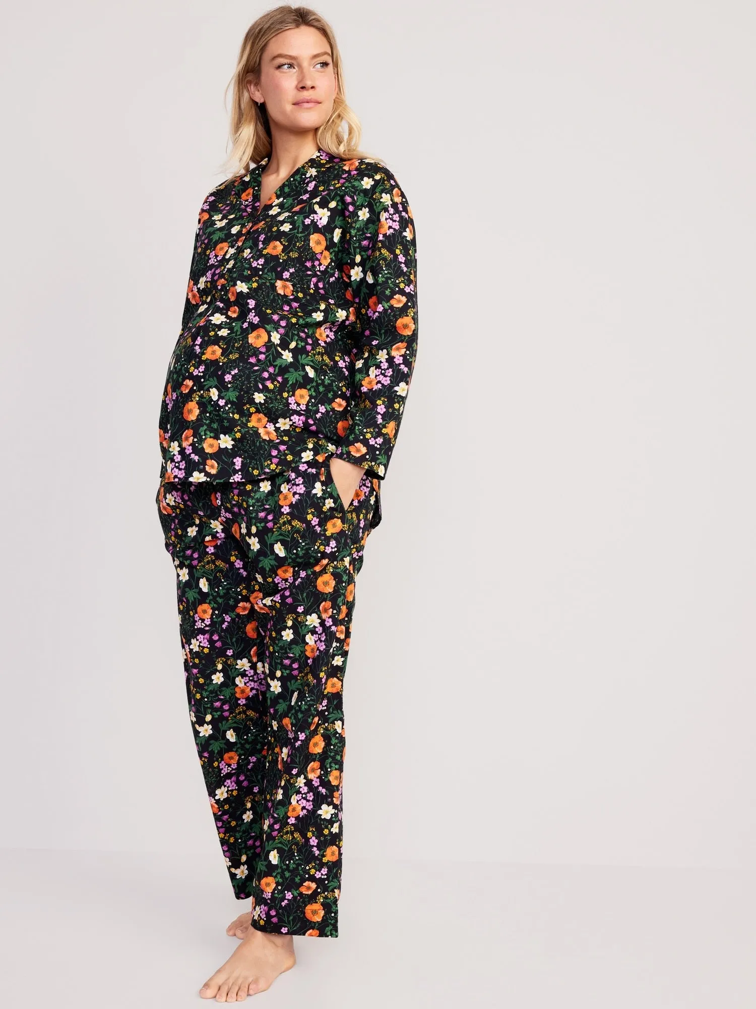 Maternity Printed Poplin Pajama Set