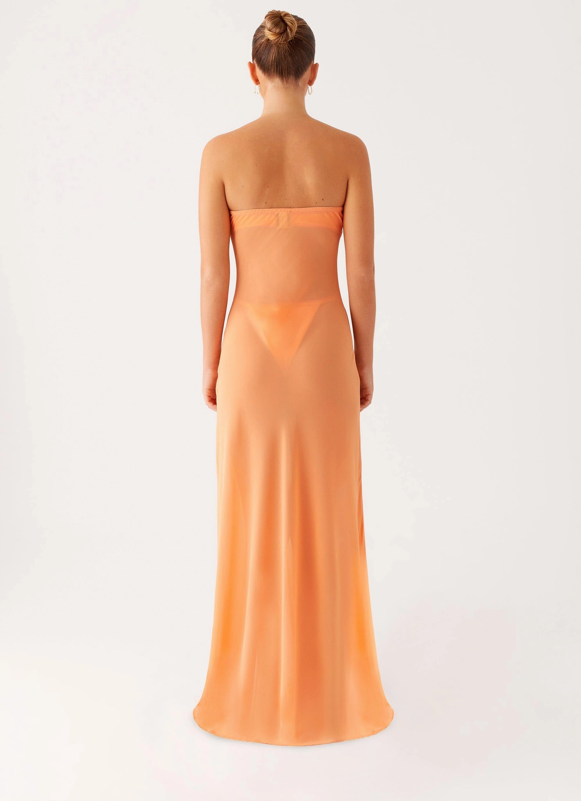 Office Wear Mattie Strapless Maxi Dress - Orange