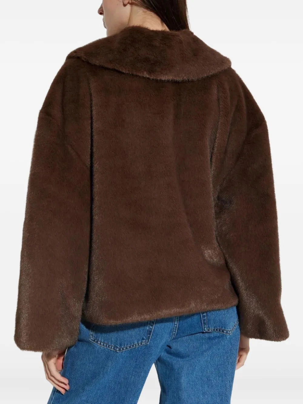 Layered Look Jacquie Faux Fur Jacket in Carafe