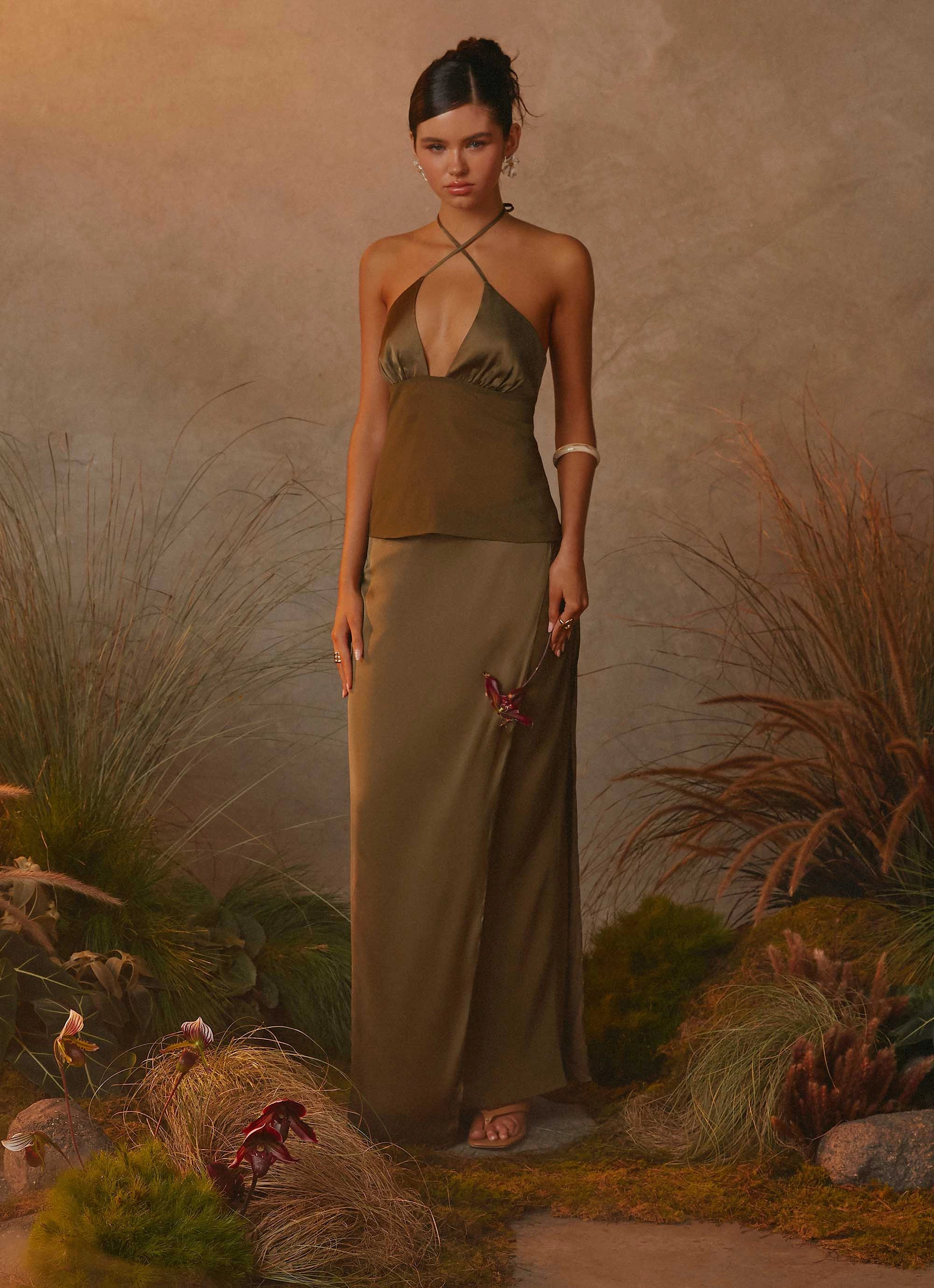 Light Wear Mavie Maxi Skirt - Khaki