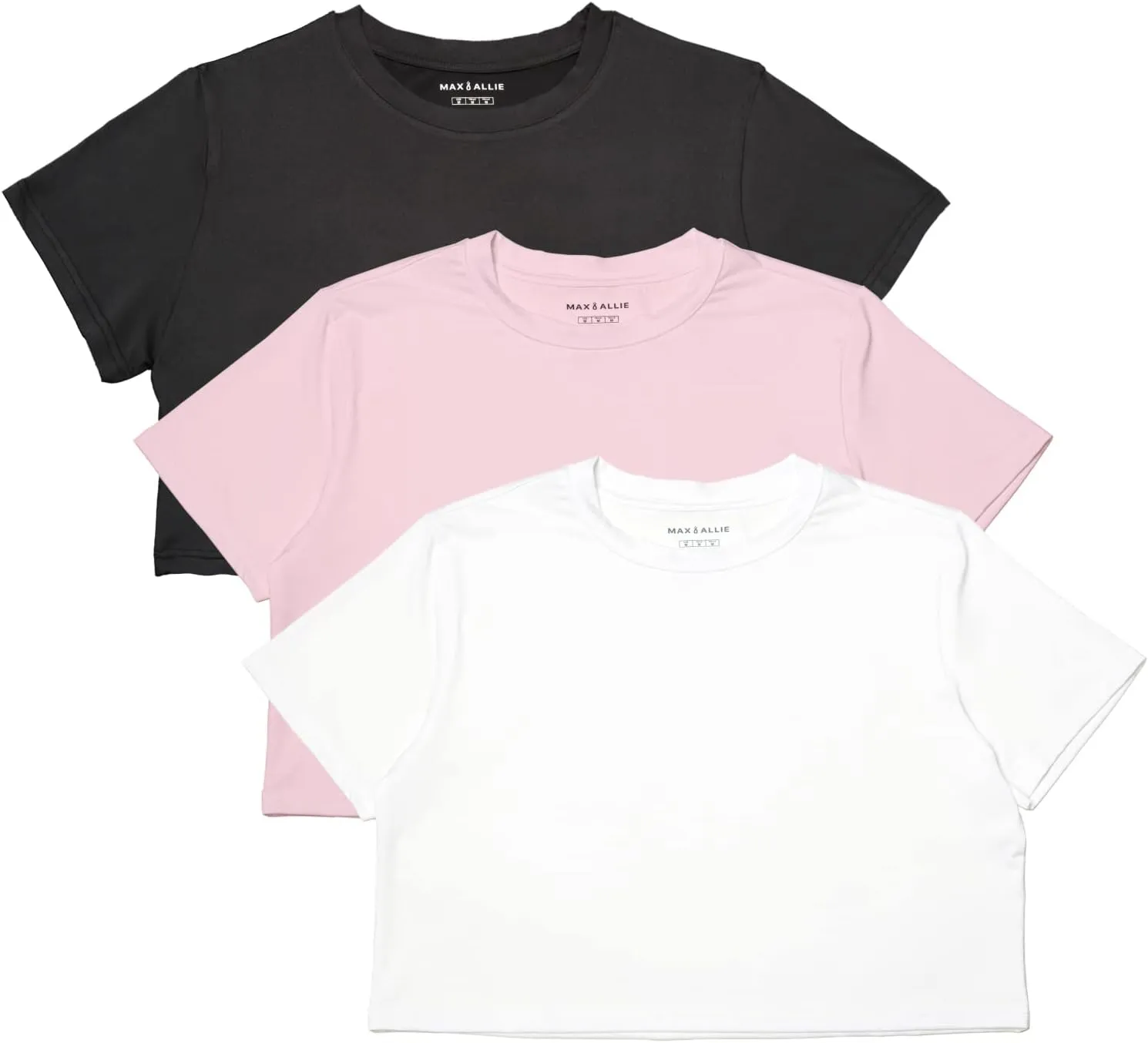 MAX ALLIE Women's Ultra Soft Cropped T Shirt Crew Neck Tees Casual Loose Fit Basic Lightweight