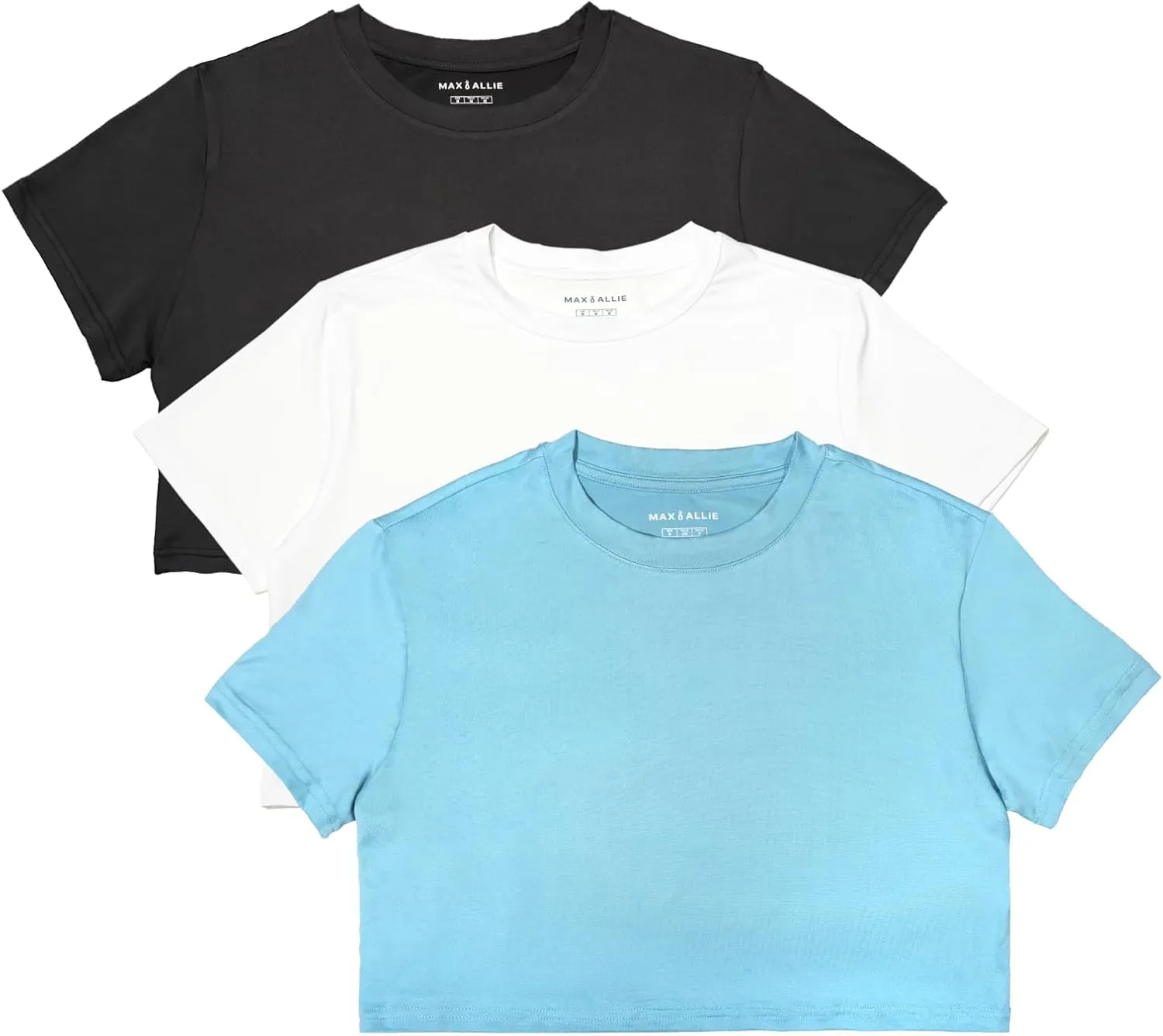 MAX ALLIE Women's Ultra Soft Cropped T Shirt Crew Neck Tees Casual Loose Fit Basic Lightweight