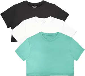 MAX ALLIE Women's Ultra Soft Cropped T Shirt Crew Neck Tees Casual Loose Fit Basic Lightweight