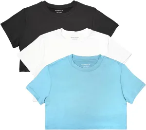 MAX ALLIE Women's Ultra Soft Cropped T Shirt Crew Neck Tees Casual Loose Fit Basic Lightweight
