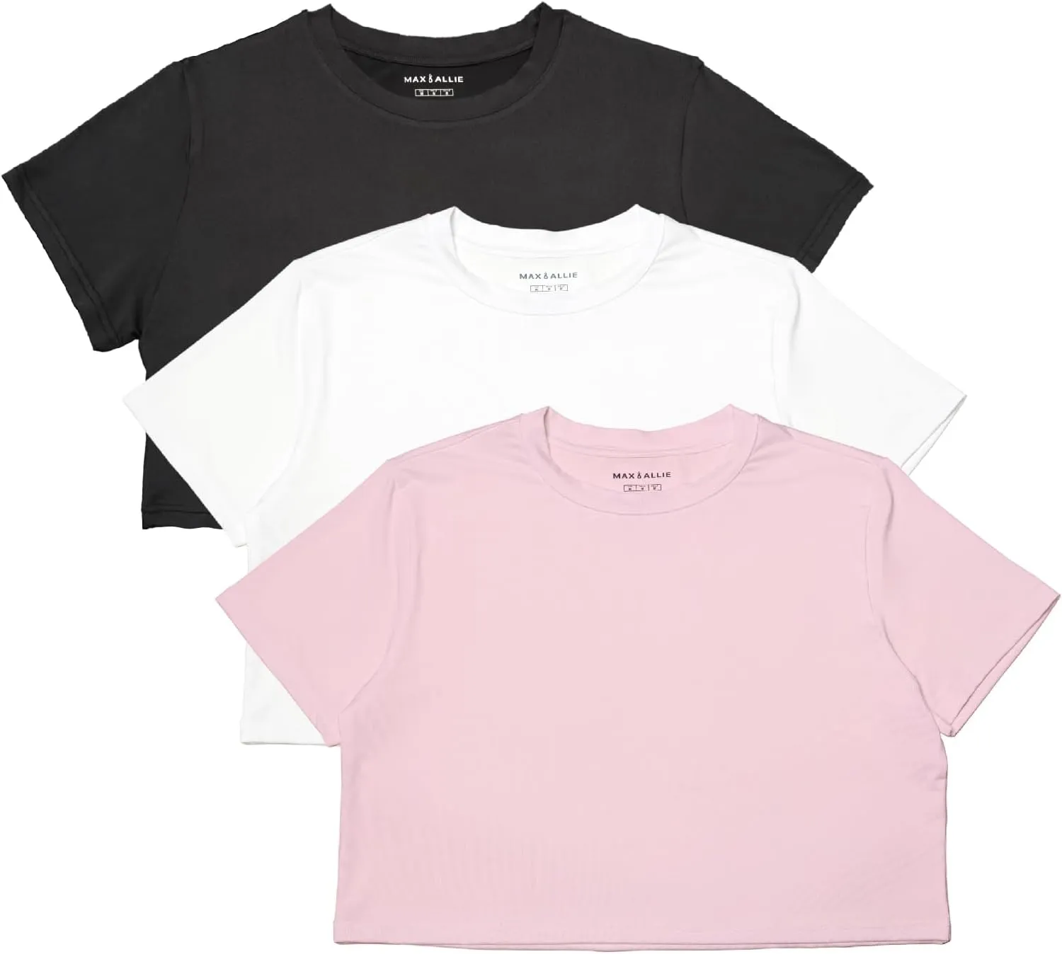 MAX ALLIE Women's Ultra Soft Cropped T Shirt Crew Neck Tees Casual Loose Fit Basic Lightweight