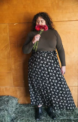 Maxi Wrap Skirt in Rose Crepe Antibacterial Fabric PortableOption