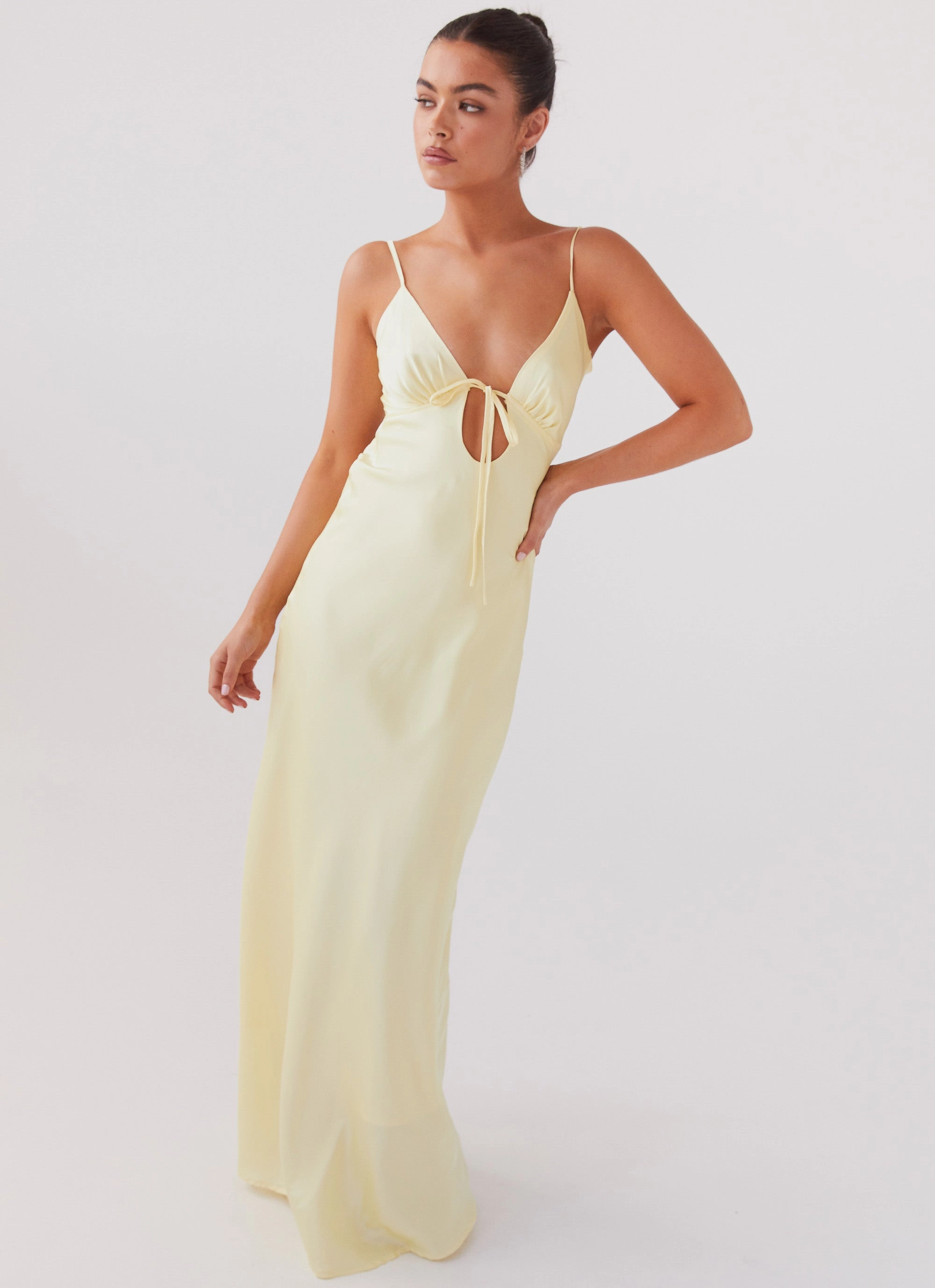 Lounge Texture classic waist Flora Satin Maxi Dress - Lemon