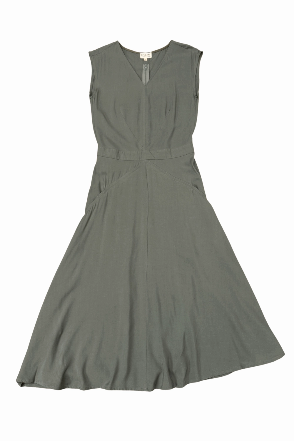 Mesh-Detail Xena Dress in Sage Green Challis