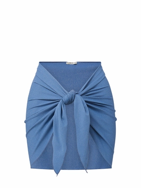 Non Slip Grippers Liv Sarong in Steel Blue Metallic Pique