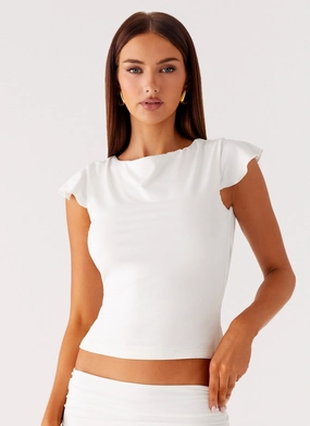 AllDaySoftness Hybrid Fabric Blend Maxina Cap Sleeve Top - White