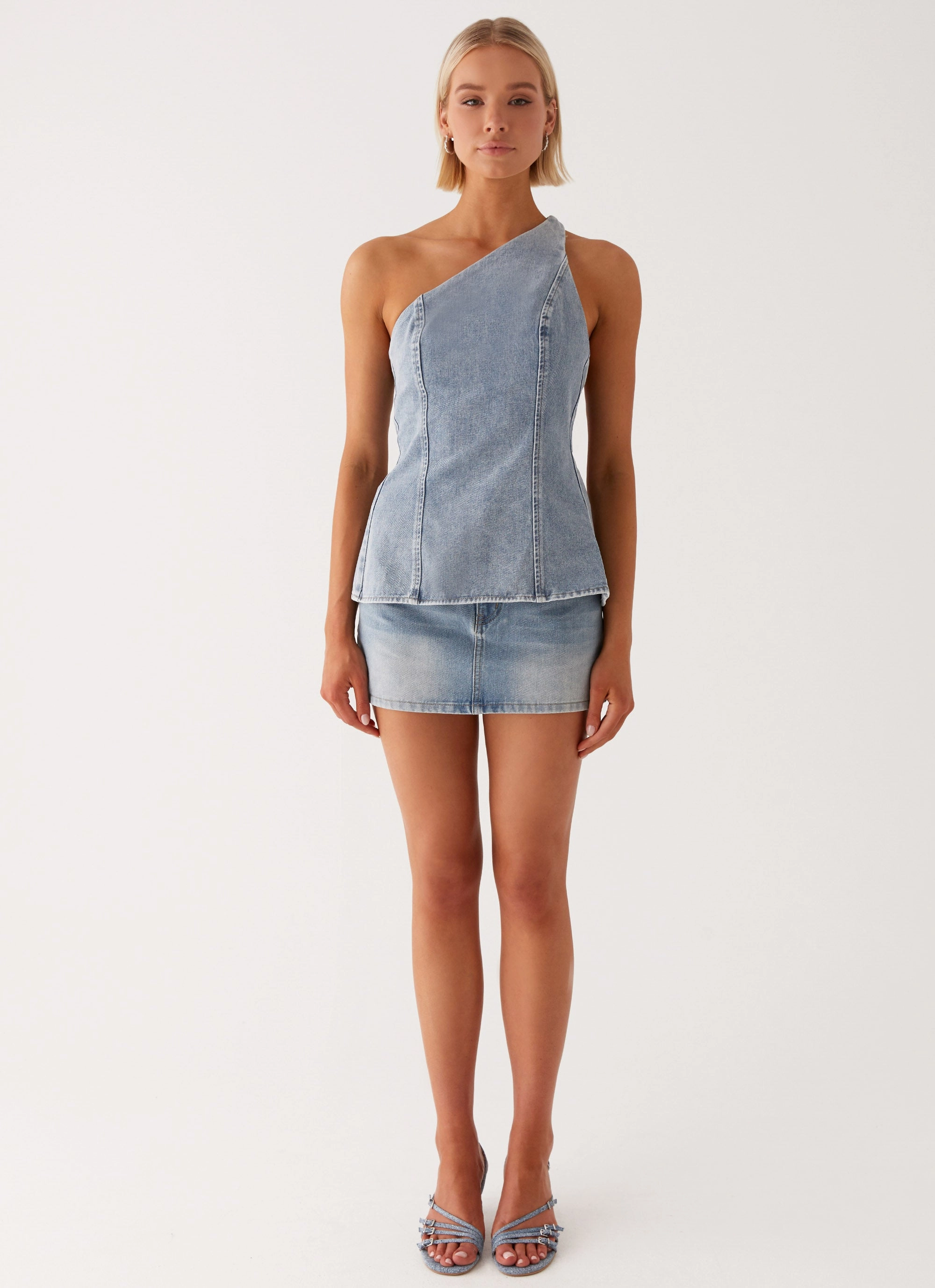 Subtle Look Maysa Low Rise Mini Skirt - Blue