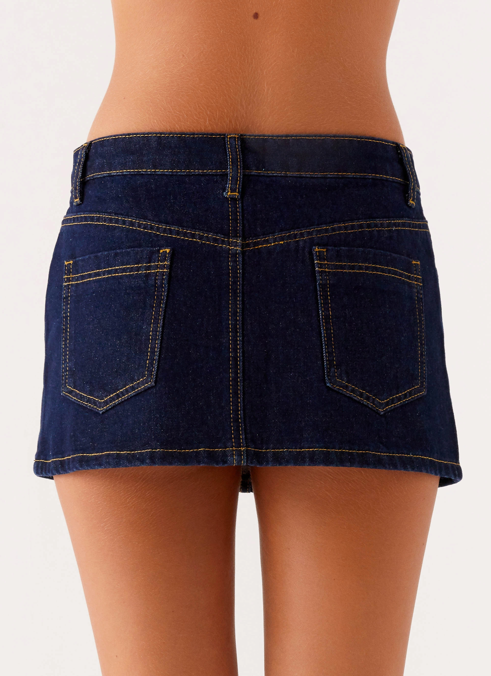 Maysa Low Rise Mini Skirt - Indigo Flexible Knit Hemp Blend