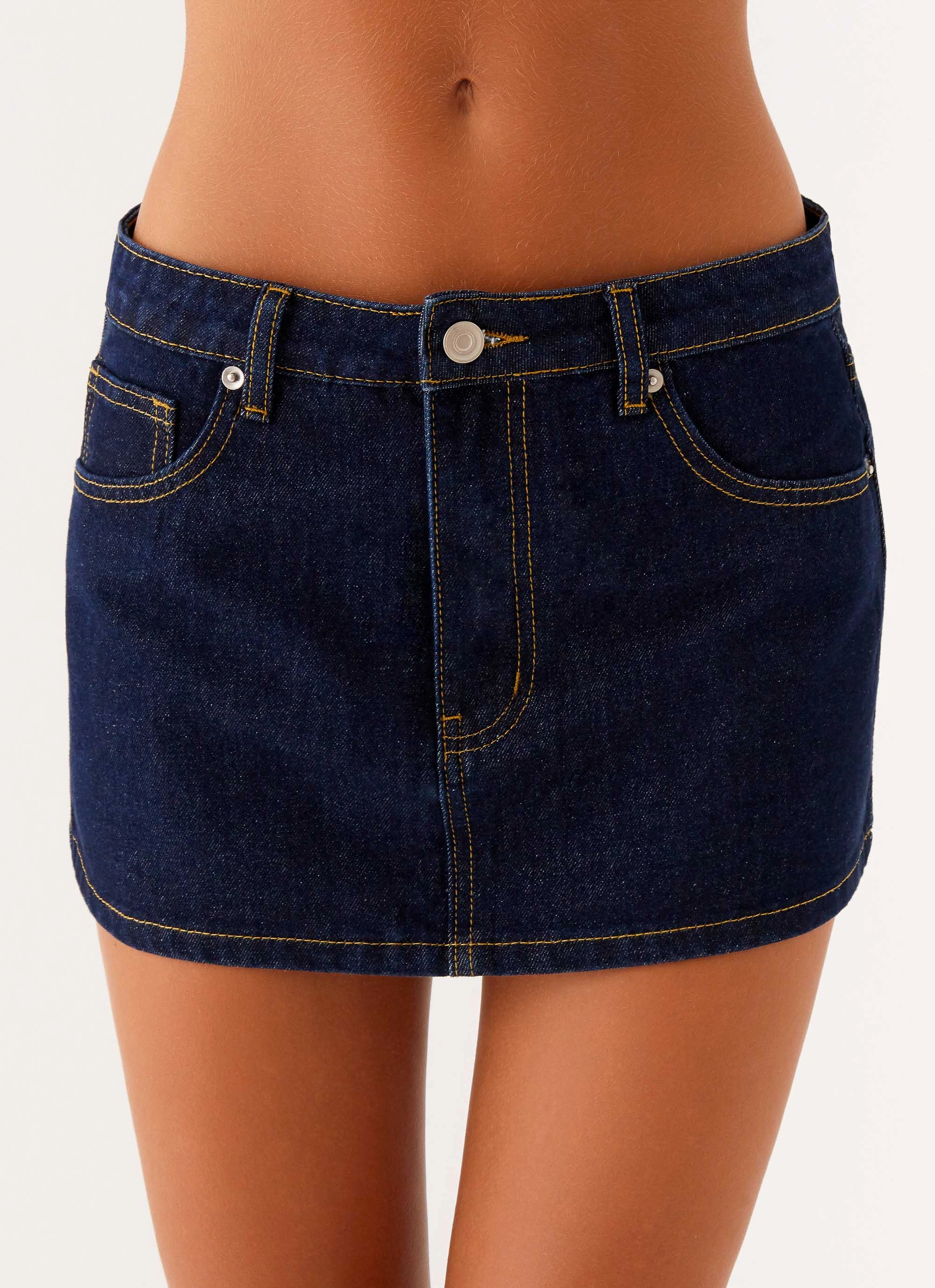 Maysa Low Rise Mini Skirt - Indigo Mix Texture