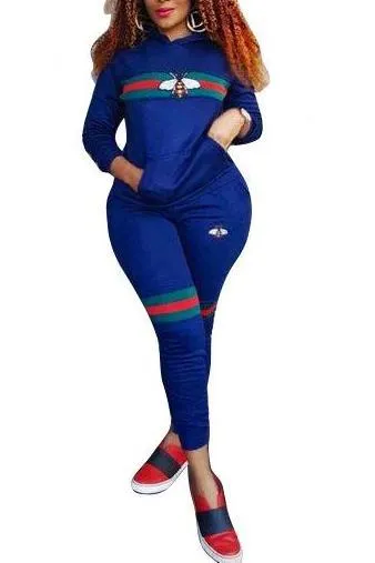 MB FASHION Striped Graphic Hoodie and Jogger Two-Piece Tracksuit 9342 LAST S