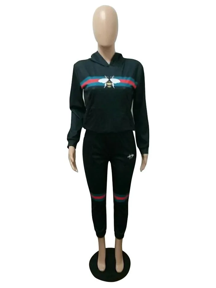 MB FASHION Striped Graphic Hoodie and Jogger Two-Piece Tracksuit 9342 LAST S
