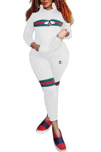 MB FASHION Striped Graphic Hoodie and Jogger Two-Piece Tracksuit 9342 LAST S