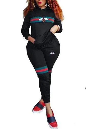 MB FASHION Striped Graphic Hoodie and Jogger Two-Piece Tracksuit 9342 LAST S
