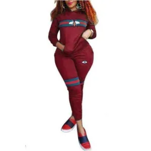 MB FASHION Striped Graphic Hoodie and Jogger Two-Piece Tracksuit 9342 LAST S