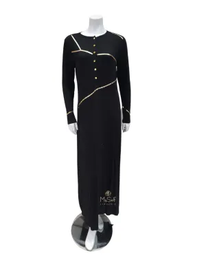 Me Moi Gold Foil Striped Black Button Down Modal Nightgown