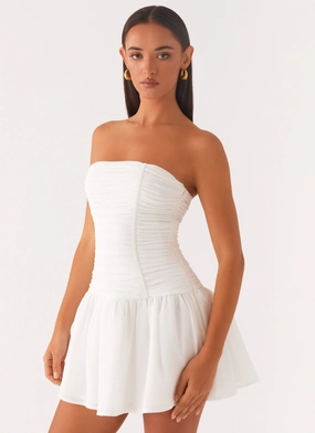 Meadow Dreams Mini Dress - White Polished Cut Dual Tones