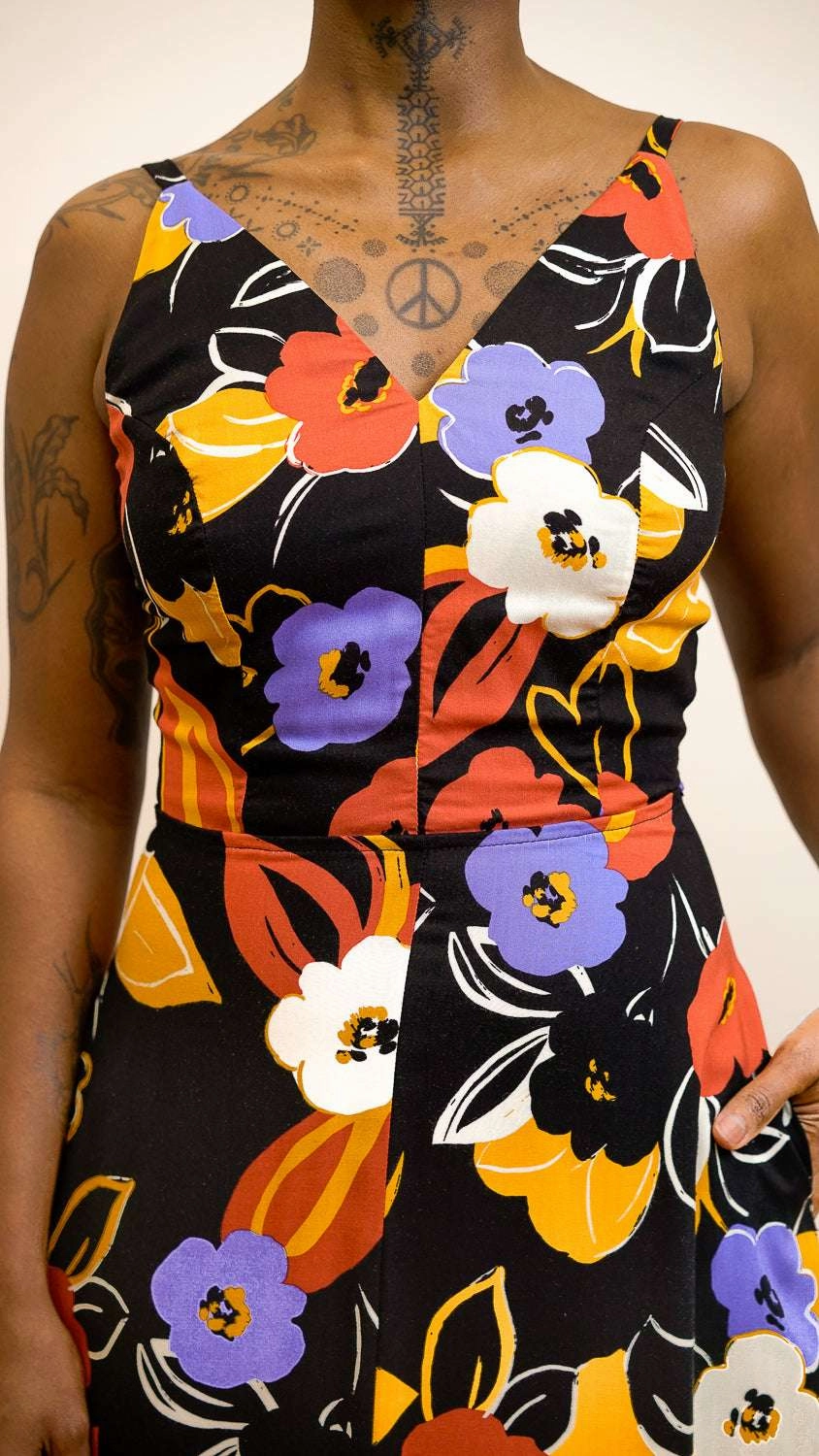 Cozy Layers London Cool Meadow Dress in Abstract Floral