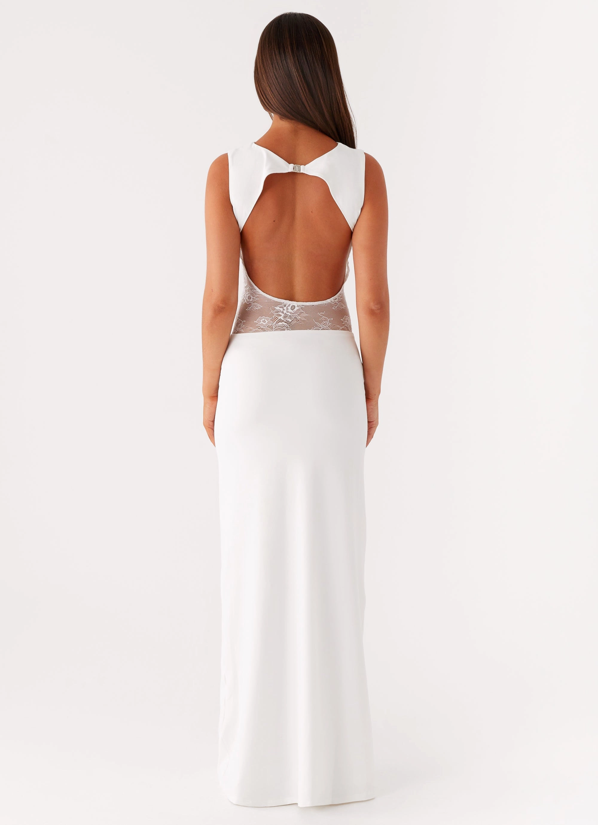 Contrasting Detail Playful and flirty dress Medina Lace Maxi Dress - White