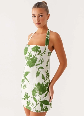 Premium Quality Smooth Shape Melora Mini Dress - Verdant Bloom