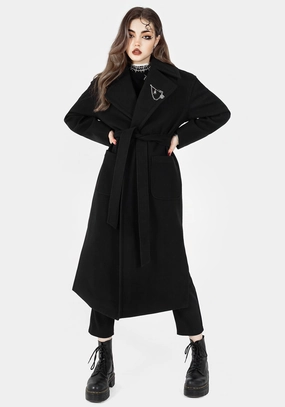 Meltdown Oversized Coat with Brooch - Black Windproof Technology