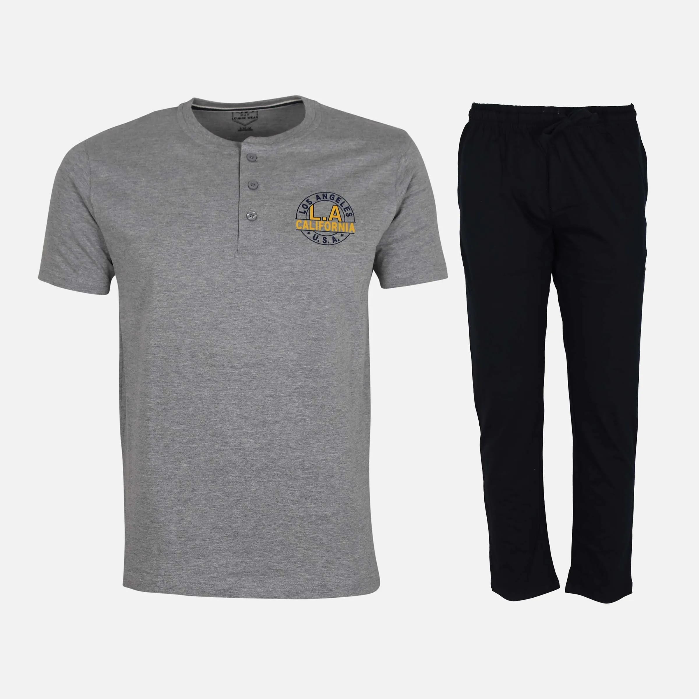MEN PAJAMA SET (KNIT PANT   HENLEY TEE)