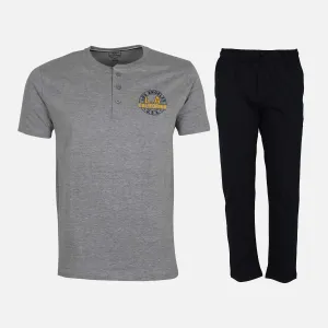 MEN PAJAMA SET (KNIT PANT   HENLEY TEE)