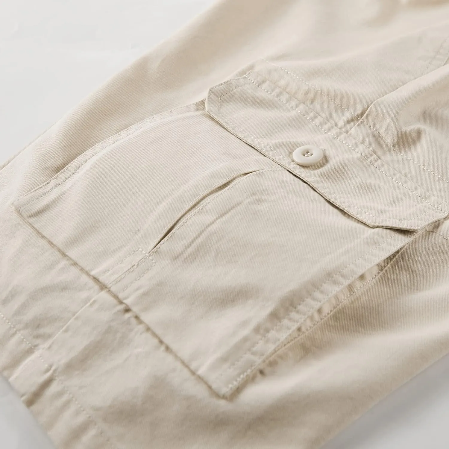 Mens 100% Cotton Cargo Shorts - Elastic Waist Drawstring Relaxed Fit Casual Outdoor Shorts Multi Pockets Work Short Pants