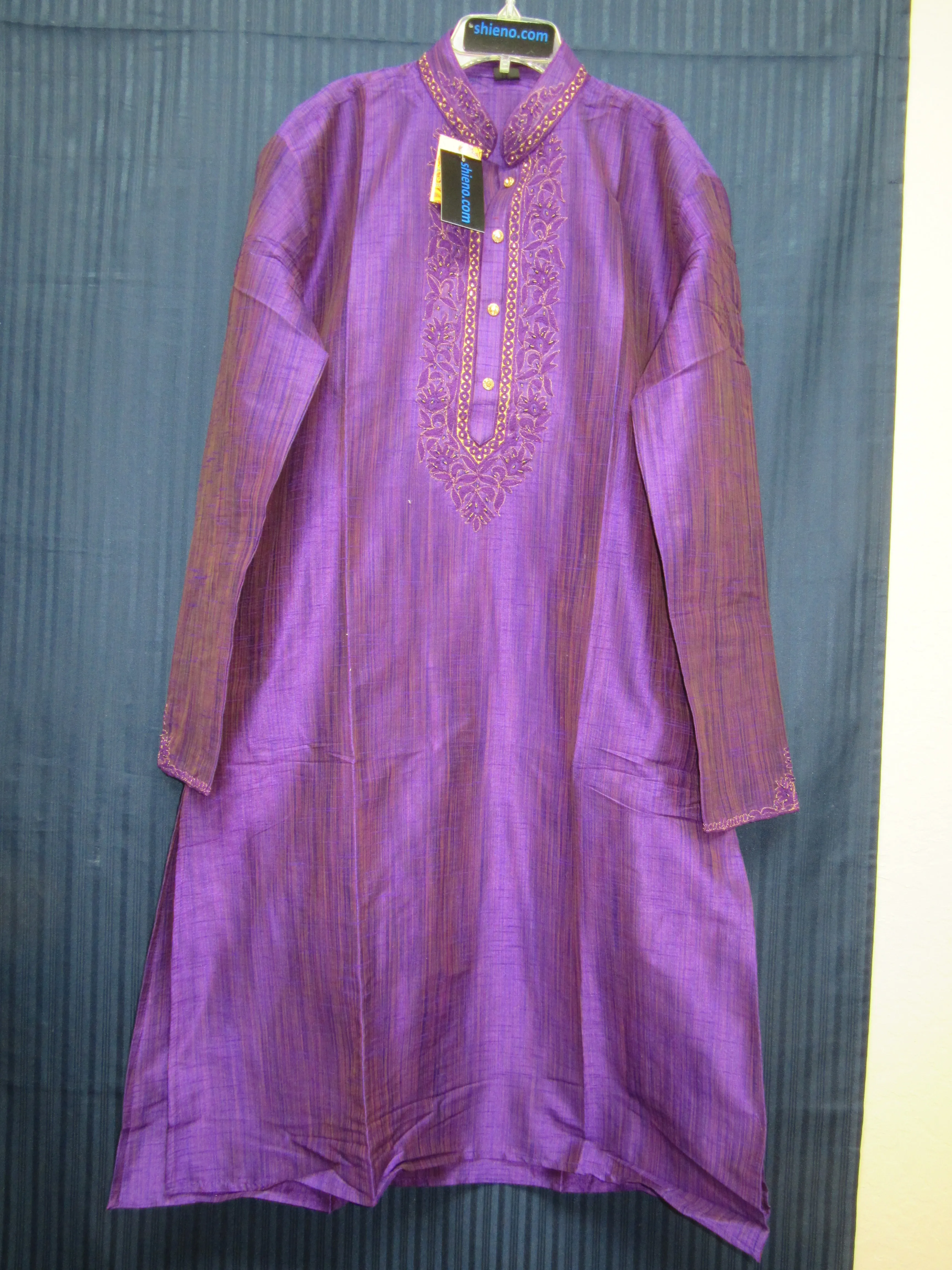 Men's 8640 Medium Size Rainbow Purple Tussar Kurta Pajama Dupatta Set